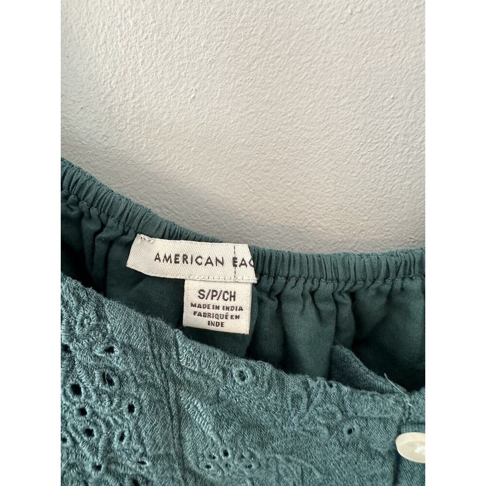American Eagle Cropped Lace Green Trim Cami - Size S - Picture 3 of 6